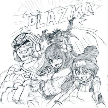 Rule 34 | 1boy, amate yuzuriha, armor, bodysuit, breasts, crossover, frills, getter dragon, getter robo, getter robo g, gundam, gundam gquuuuuux, hair between eyes, hat, helmet, hoshino ai, idol, idol clothes, kin-san (sasuraiga), long hair, mecha, mecha pilot suit, monochrome, nagare ryoma, normal suit (gundam), one eye closed, open mouth, oshi no ko, red hair, ribbon, robot, scarf, science fiction, short hair, sideburns, smile, spikes, star-shaped pupils, star (symbol), super robot, symbol-shaped pupils