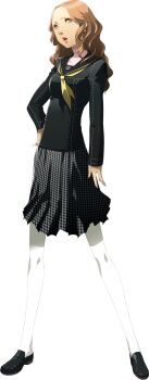 Rule 34 | 1girl, absurdres, black serafuku, black shoes, black skirt, brown eyes, brown hair, curly hair, earrings, ebihara ai, full body, highres, jewelry, official art, pantyhose, persona, persona 4, photoshop (medium), school uniform, serafuku, shoes, simple background, skirt, soejima shigenori, solo, standing, third-party source, transparent background, white pantyhose, yasogami school uniform