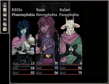 1boy 1girl 1other androgynous animal_ear_piercing animal_ears armlet armor black_coat black_gloves blue_hair body_fur bracelet breastplate buckle cape character_name claws coarzia coat colored_skin deltarune english_text fake_screenshot fear_&amp;_hunger_(series) fear_&amp;_hunger_1 fingerless_gloves fingernails furry furry_female furry_male gameplay_mechanics glasses gloves goat_boy goat_ears green-framed_eyewear green_poncho hair_over_one_eye hand_up hands_up heads-up_display heart heart-shaped_buckle heart_print highres holding jewelry kris_(dark_world)_(deltarune) kris_(deltarune) long_fingernails long_hair meme one_eye_in_shadow overbite own_hands_together parody pauldrons pink_cape pink_scarf pink_skin poncho purple_hair ralsei realistic red_eyes reptile_girl scarf sharp_fingernails sharp_teeth shoulder_armor single_shoulder_pad sleeveless sleeveless_coat spiked_armlet spiked_bracelet spikes steepled_fingers style_parody susie_(dark_world)_(deltarune) susie_(deltarune) teeth torn_clothes torn_sleeves undershirt user_interface utdr_(toby_fox) white_fur
