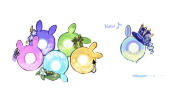 Rule 34 | commentary, earrings, english text, fan hair ornament, floating, flower ornament, furina (genshin impact), genshin impact, glowing, hair ornament, hat, jewelry, makoto (genshin impact), nahida (genshin impact), raiden shogun, seelie (genshin impact), shadow, tgf pic, top hat, upside-down, venti (genshin impact), white background, zhongli (genshin impact)