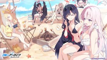 ! <|>_<|> 6+girls ? animal_ear_fluff animal_ears bare_arms bare_legs bare_shoulders barefoot beach beach_umbrella belt bikini black_bikini black_hair black_hat black_one-piece_swimsuit black_sandals black_shirt black_shorts black_wings blonde_hair blue_archive blue_sky blush breasts cleavage closed_eyes closed_mouth cloud commentary_request copyright_logo copyright_name copyright_notice crazy_straw crossed_legs cup day drinking_straw english_text eyewear_on_head feathered_wings food fox_ears fox_girl fox_tail frilled_bikini frills fruit grin hair_behind_ear hair_bun hair_over_one_eye halo hand_up handheld_game_console hasumi_(blue_archive) hasumi_(swimsuit)_(blue_archive) hat head_wings heart heart_straw highleg highleg_bikini highleg_one-piece_swimsuit holding holding_cup holding_handheld_game_console holding_plate horizon ichika_(blue_archive) ichika_(swimsuit)_(blue_archive) koharu_(blue_archive) large_breasts logo long_bangs long_hair looking_at_another looking_at_viewer low_wings marshmallow mika_(blue_archive) mika_(swimsuit)_(blue_archive) misyune multiple_girls nagisa_(blue_archive) nagisa_(swimsuit)_(blue_archive) navel ocean official_alternate_costume official_alternate_hairstyle official_art one-piece_swimsuit open_fly open_mouth orange_(fruit) orange_slice outdoors parfait pink_eyes pink_hair plate purple_halo red_eyes red_halo roasted_marshmallow sandals second-party_source seia_(blue_archive) seia_(swimsuit)_(blue_archive) shirt shorts side_ponytail sitting sky small_breasts smile spoken_character spoken_exclamation_mark stomach sunglasses swimsuit tail teacup twintails umbrella unworn_sandals visor_cap white_bikini white_one-piece_swimsuit white_sandals white_wings wings yellow_eyes yellow_halo yellow_sandals
