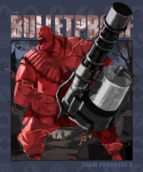 2girls 6+boys absurdres administrator_(tf2) battlefield bendedede colored_skin demoman_(tf2) electricity engineer_(tf2) forest gatling_gun glowing glowing_eyes heavy_(tf2) highres medic_(tf2) miss_pauling missile multiple_boys multiple_girls nature outdoors pyro_(tf2) red_demoman_(tf2) red_engineer_(tf2) red_heavy_(tf2) red_medic_(tf2) red_pyro_(tf2) red_scout_(tf2) red_skin red_sniper_(tf2) red_soldier_(tf2) red_spy_(tf2) scout_(tf2) shouting sniper_(tf2) soldier_(tf2) spy_(tf2) team_fortress_2