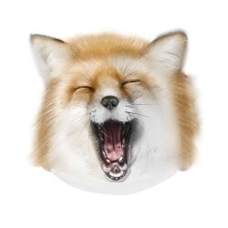 Rule 34 | :d, ^ ^, animal, animal ear fluff, animal focus, closed eyes, cropped torso, derivative work, facing viewer, fox, kuro kosyou, no humans, open mouth, original, simple background, smile, tongue, whiskers, white background