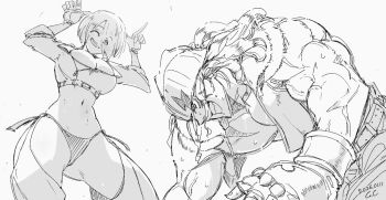 1girl alex_(street_fighter) angel_(kof) breasts female_focus g_coba huge_breasts jacket large_breasts looking_at_viewer makokujira panties short_hair smile street_fighter the_king_of_fighters thick_thighs thighs underwear