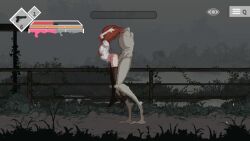 1boy 1girl after_vaginal aftersex animated asphyxiation breasts captured cum cum_in_pussy cum_on_body cum_overflow dangling_arms hanging_legs fucked_silly large_penis medium_breasts moaning monster no_hands outdoors penis pink_hair pixel_art pussy rape school_uniform sex sex_from_behind shoes size_difference sound speech_bubble spread_legs stomach_bulge struggling stuck syahata syahata's_bad_day tagme thighhighs vaginal video