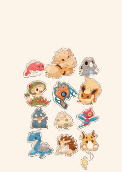 Rule 34 | :3, :d, arcanine, artist name, black eyes, breloom, brown eyes, claws, closed mouth, commentary request, dog, fangs, fish, flareon, frigibax, gen 1 pokemon, gen 3 pokemon, gen 4 pokemon, highres, horns, lapras, munchlax, nintendo, no humans, open mouth, orange fur, pokemon, pokemon (creature), porygon-z, raichu, rotom, rotom (wash), sandslash, shell, shroomish, simple background, single horn, sitting, smile, solid oval eyes, tail, tatsugiri, tatsugiri (droopy), twitter username, waving, white background, zozozoshion