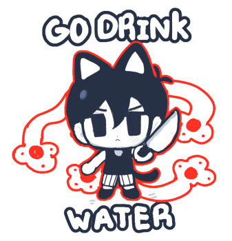 1boy :&lt; akiaru animal_ears antenna_hair black_socks black_tank_top blush cat_boy cat_ears cat_tail chibi chibi_only closed_mouth colored_skin double-parted_bangs english_text hair_between_eyes holding holding_knife kemonomimi_mode knife male_focus omori omori_(omori) outline red_outline short_hair shorts simple_background socks solo striped_clothes striped_shorts tail tank_top vertical-striped_clothes vertical-striped_shorts white_background white_shorts white_skin