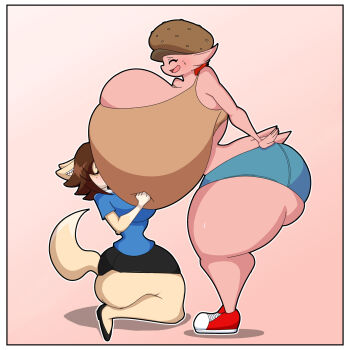 2girls ass breasts digimon digimon_(creature) ebiburgamon furry furry_female looking_at_another multiple_girls shun_gt tail tight_clothes