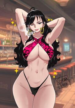 1girl black_hair breasts goldenfoxx large_breasts long_hair one_piece shakuyaku_(one_piece)