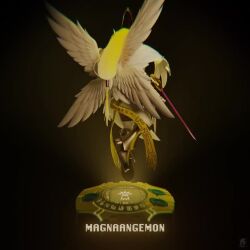 1boy 3d angel angel_boy animated armor digimon holyangemon male_focus mask solo spinning video wings