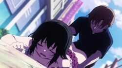 6+boys 6+girls animated anime_screenshot armband ass back_cutout black_skirt black_thighhighs blue_armband blush breast_press breasts brown_hair cleavage clothes_lift clothes_pull clothing_cutout fellatio gloves hands_on_another&#039;s_ass highres large_breasts long_sleeves moaning multiple_boys multiple_girls no_panties nukigee_mitai_na_shima_ni_sunderu_watashi_wa_dou_surya_ii_desu_ka? on_floor oral outdoors pants pants_pull prone_bone public_indecency school_uniform sex sex_from_behind shirt shoes short_twintails skirt skirt_lift smile sound spread_legs tachibana_asane tachibana_junnosuke tagme thighhighs topless_female twintails vaginal video walking white_gloves white_shirt