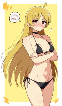 bikini blonde_hair bocchi_the_rock! eggman_(ni_tamagoex) groin ijichi_seika looking_at_viewer navel side-tie_bikini_bottom swimsuit tagme