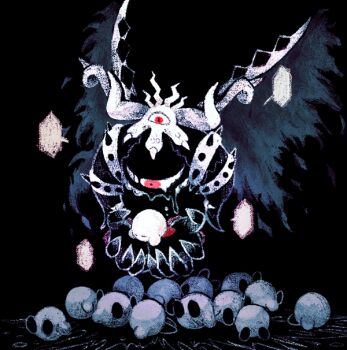 bad_end black_background closed_eyes commentary_request crown disembodied_hand horns kakuredo_ura kirby kirby's_return_to_dream_land_deluxe kirby_(series) lying magolor magolor_soul master_crown multiple_persona nintendo no_humans rayman_limbs spoilers