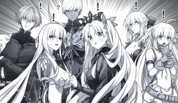2boys 5girls artoria_caster_(fate) artoria_caster_(first_ascension)_(fate) artoria_pendragon_(fate) black_bow bow braid choker earrings ereshkigal_(fate) ereshkigal_(third_ascension)_(fate) fate/grand_order fate_(series) gloves hair_between_eyes hair_bow hair_ornament half_up_braid harada_sanosuke_(fate) highres indra_(fate) jewelry kama_(adult)_(fate) kama_(assassin)_(third_ascension)_(fate) kama_(fate) kama_(third_ascension)_(fate) long_hair looking_at_viewer morgan_le_fay_(fate) morgan_le_fay_(second_ascension)_(fate) multiple_boys multiple_girls open_mouth short_hair twintails very_long_hair white_hair yukinaga_(asuten)