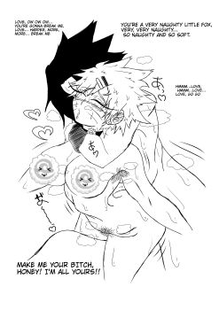 1boy 1girl absurdres armpit_hair black_choker black_hair blush breasts censored choker ear_piercing english_text genderswap greyscale hetero highres hot large_breasts monochrome multicolored_hair naruko_(naruto) naruto_(classic) naruto_(series) naruto_shippuuden non-web_source piercing pubic_hair sex sweat uchiha_sasuke uzumaki_naruto vaginal