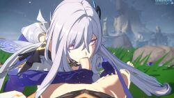 1boy 1girl 3d aether_(genshin_impact) animated anus artist_name ass audible_speech barefoot bottomless clothed_sex cum cum_in_pussy cum_overflow ejaculation english_audio fellatio genshin_impact girl_on_top grass hair_ornament hetero highres horizontalslope jellyfishjubilee long_hair looking_at_viewer looking_back lying moaning on_back on_grass oral outdoors patreon_logo penis pink_eyes pixiv_logo pov pov_crotch purple_hair pussy raptoraudiosfx reverse_cowgirl_position sex sex_from_behind skirk_(genshin_impact) sound straddling tagme testicles twitter_logo uncensored vaginal video