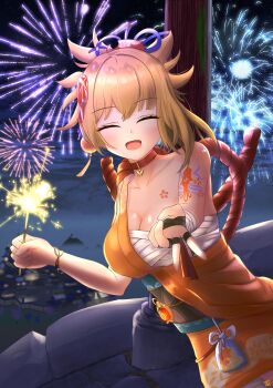 absurdres blonde_hair breasts genshin_impact highres ponytail tagme tatto yoimiya_(genshin_impact)