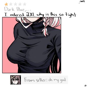 black_shirt blue_archive braid breasts earrings english_text eri_(blue_archive) highres jewelry kumori0_(cloudy) large_breasts long_hair meme multiple_girls rena_(blue_archive) shirt single_earring skin_tight white_hair