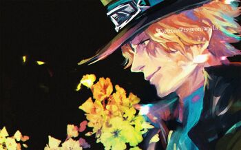 Rule 34 | 1boy, black coat, black hat, blue shirt, closed mouth, coat, commentary, goggles, goggles on headwear, hat, looking ahead, male focus, one piece, sabo (one piece), scar, scar on face, shirt, smile, solo, tsuyomaru, twitter username