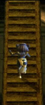 1girl 3d animated animated_gif ass climbing female_focus fox from_behind full_body furry furry_female krystal ladder loincloth nintendo solo star_fox star_fox_adventures video_game_screencap