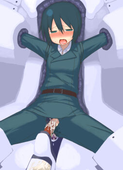 00s 1girl after_rape ahegao anal anal_object_insertion androgynous artist_request bdsm belt black_hair blush bondage bound breasts clothing_cutout crotch_cutout cum cum_in_ass cum_in_pussy dildo double_penetration empty_eyes formal_clothes gender_request green_eyes kino_(kino_no_tabi) kino_no_tabi machine mechanical_fixation multiple_penetration object_insertion open_mouth restrained saliva sex_machine sex_toy short_hair small_breasts spread_legs stationary_restraints suit sweat tears tomboy tongue tongue_out torn_clothes vaginal vaginal_object_insertion