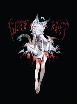 1girl absurdres ahoge animal_ear_fluff animal_ears bandages bandages_over_eyes bare_legs barefoot blue_hair covered_navel dress hair_intakes highres long_hair loongm nail_polish original pointy_ears simple_background skirt_hold solo tail toenail_polish toenails white_dress wings