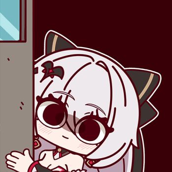 1girl anger_vein animated animated_gif bare_shoulders bat_hair_ornament black_bow bow breasts cleavage closed_mouth crushing hair_bow hair_ornament honkai_(series) honkai_impact_3rd light_blush long_hair lowres luna_(honkai_impact) medium_breasts partially_shaded_face portrait red_background simple_background solo wide-eyed xixi_fei