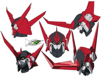 alteisen reference_sheet from_behind from_side green_eyes head_only head_tilt looking_ahead looking_at_viewer mecha multiple_views official_art oobari_masami production_art robot super_robot_wars super_robot_wars_og_the_inspector super_robot_wars_original_generation super_robot_wars_original_generation_2 white_background