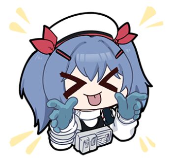 >_< 1girl :p beret blue_gloves blue_hair chinese_commentary colphne_(girls'_frontline_2) cropped_torso girls'_frontline girls'_frontline_2:_exilium gloves hands_up hat lowres madcore official_art red_ribbon ribbon second-party_source solo taunting tongue tongue_out transparent_background white_hat