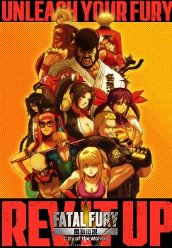 4girls absurdres ahoge arm_tattoo billy_kane blonde_hair blue_eyes breasts brother_and_sister brown_hair character_request cleavage dougi dress fatal_fury fatal_fury:_city_of_the_wolves futaba_hotaru garou:_mark_of_the_wolves gato_(snk) glasses tizoc_(snk) highres b._jenet karate_gi kevin_rian kim_dong_hwan large_breasts long_hair looking_at_viewer low_twintails marco_rodrigues multiple_girls muscular one_eye_closed orange_hair ponytail preecha_(fatal_fury) purple_dress raydash30 rock_howard shiranui_mai siblings snk sunglasses tattoo terry_bogard the_king_of_fighters the_king_of_fighters_xv twintails vox_reaper