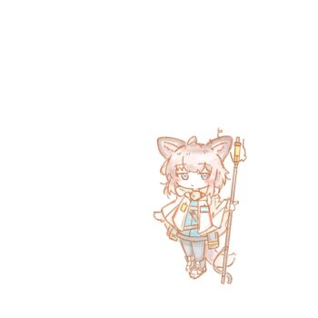 1girl ahoge animal_ears arknights blue_eyes fox_ears fox_tail holding holding_staff pantyhose simple_background solo staff sussurro_(arknights) tail white_background yatagae_(yatuno_llc)