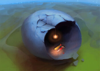 Rule 34 | 1girl, black hair, commentary request, cracked egg, dress, egg, food, full body, light bulb, lying, nuq, on back, original, red dress, red shoes, shoes, shrimp, shrimp tempura, solo, tempura, unworn shoes