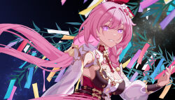 Rule 34 | 1girl, bell, bow, breasts, cleavage, commentary request, diamond-shaped pupils, diamond (shape), dress, elysia (herrscher of human:ego) (honkai impact), elysia (honkai impact), elysia (peachy spring) (honkai impact), flower, hair bell, hair bow, hair flower, hair intakes, hair ornament, hand up, highres, honkai (series), honkai impact 3rd, large breasts, looking at viewer, official alternate costume, pink bow, pink flower, pink hair, purple eyes, purple pupils, red dress, ryuusan (leuthan698), see-through, see-through sleeves, smile, solo, symbol-shaped pupils, teeth, upper body, white flower, white shrug