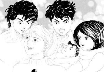 2girls 3boys baby couple erina_pendleton family father_and_son george_joestar_ii grandfather_and_grandson grandmother_and_grandson happy husband_and_wife jojo_no_kimyou_na_bouken jonathan_joestar joseph_joestar lisa_lisa mother_and_son multiple_boys multiple_girls newborn_baby official_art smile