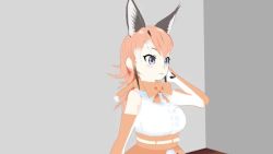 3d animal_costume animal_ear_fluff animal_ears animated caracal_(kemono_friends) caracal_ears kemono_friends kemono_friends_v_project long_hair video orange_hair tail udensha virtual_youtuber