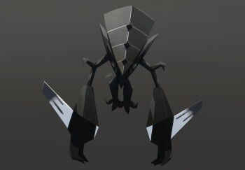 black_gemstone claws commentary_request crystal ewokakukaede floating gem gen_7_pokemon head_down highres legendary_pokemon necrozma necrozma_(normal) nintendo no_humans pokemon pokemon_(creature) pokemon_focus solo spikes