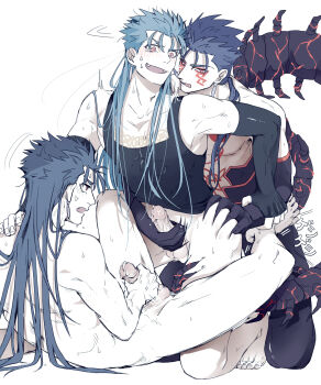3boys abs anal anger_vein angry ass ass_grab blush cu_chulainn_(fate) erection fate_(series) group_sex handjob highres male_ass male_masturbation male_penetrated male_pubic_hair masturbation missionary mmm_threesome multiple_boys muscular muscular_arms muscular_back muscular_legs muscular_male muscular_uke nude pectorals penis penis_grab pubic_hair reach-around selfcest sex sex_from_behind shimafuku_rou_(artist) spread_legs thighs threesome toned toned_male toned_stomach veins veiny_penis yaoi yuguruko