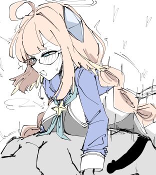 1girl ahoge anal bagaponchi black_leotard blue_archive blue_neckerchief breasts censored clothed_female_nude_male clothed_sex erection from_side futa_with_male futanari glasses halo heart highres large_breasts leotard long_hair long_sleeves neckerchief nude open_mouth orange_hair penis semi-rimless_eyewear sex shimiko_(blue_archive) shimiko_(magical)_(blue_archive) simple_background smile solo_focus twintails under-rim_eyewear white_background x-ray