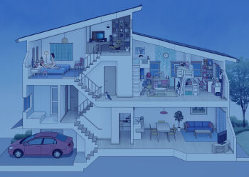 2boys 2girls absurdly_detailed_composition ball blush breasts car cat chair clock cowgirl_position dark girl_on_top hetero highres house kiyo_(kyokyo1220) loaded_interior mature_female monitor motor_vehicle multiple_boys multiple_girls night nude office_chair sex sleeping small_breasts soccer_ball stairs straddling swivel_chair tagme thighs vaginal wall_clock wooden_floor x-ray