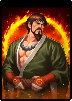 1boy beard belt facial_hair gloves kusanagi_saishu kusanagi_saisyu male_focus male_hand saisyu_kusanagi the_king_of_fighters