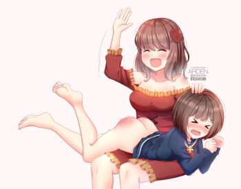 >_< 2girls ^_^ age_difference arden ass barefoot bdsm bent_over bent_over_lap blue_sailor_collar blue_serafuku blue_skirt blush breasts brown_hair butt_crack closed_eyes clothes_lift corset dress femdom frilled_dress frilled_skirt frilled_sleeves frills hair_ornament hand_on_head kicking_legs loli medium_breasts medium_hair multiple_girls neckerchief onee-loli open_mouth pleated_skirt red_dress sailor_collar school_uniform serafuku short_hair bare_shoulders simple_background skirt skirt_lift smile spanked spanking tearing_up trembling yuri