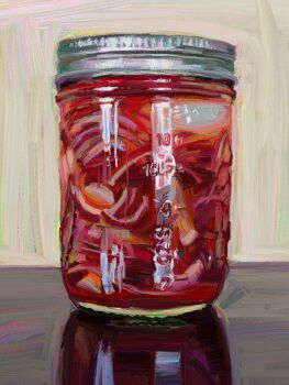 Rule 34 | close-up, commentary, highres, jar, no humans, object focus, original, painterly, red onion, still life, twulfs