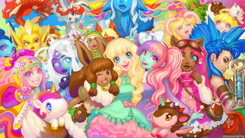 Rule 34 | 3boys, 6+girls, artist self-insert, ayako (dollightful), blonde hair, blue hair, blue skin, blunt bangs, breasts, charlotte copperchain, colored skin, cora (dollightful), cupcake (dollightful), dark-skinned female, dark skin, decora, dollightful, eevee, eevee (dollightful), fairy, fang, flareon, flareon (dollightful), gen 1 pokemon, gen 4 pokemon, gen 6 pokemon, green skin, halo, highres, iggy (dollightful), jolteon, jolteon (dollightful), katherine murray, leafeon, leafeon (dollightful), legendary pokemon, lips, macaroon (dollightful), mermaid, mohawk, monster girl, multicolored hair, multicolored skin, multiple boys, multiple girls, nari (dollightful), nintendo, nova (dollightful), open mouth, personification, pink hair, pink skin, pokemon, red skin, ruhara (dollightful), smile, tokidoki (company), two-tone hair, ty tanium, unicorn, vaporeon, vaporeon (dollightful), white hair, white skin, xerneas, xerneas (dollightful)