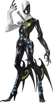 absurdres claws clenched_teeth demon_wings heart heart_tattoo highres impaled kazuma_kaneko multiple_wings nyarlathotep_(persona_2) official_art persona persona_(summon) persona_2 persona_2_tsumi photoshop_(medium) solo tattoo teeth third-party_source transparent_background wings