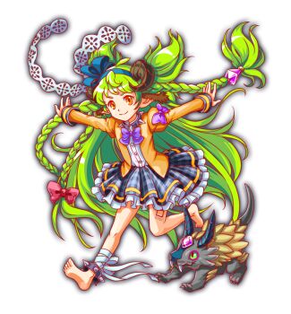 1girl anime_coloring artist_request bandaged_ankle bare_legs barefoot behemoth_(crash_fever) big_hair black_collar black_skirt blue_hairband blue_horns bow braid brown_fur brown_horns closed_mouth coat collar colored_sclera crash_fever creature curled_horns dress_shirt fangs flat_chest frilled_skirt frills full_body game_cg gem green_sclera grey_fur grey_tail hair_ornament hairband half_updo horizontal-striped_skirt horns juliet_sleeves lace_trim leg_tattoo long_hair long_sleeves looking_at_viewer low-braided_long_hair low-tied_long_hair miniskirt number_tattoo numbered official_art open_clothes open_coat open_hands orange_eyes outline outstretched_arms pink_gemstone plaid_clothes plaid_skirt pleated_skirt pointy_ears puffy_sleeves purple_bow red_bow red_outline running sheep_horns shirt shirt_tucked_in short_eyebrows short_twintails simple_background single_horizontal_stripe skirt sleeve_bow sleeve_cuffs solo_focus spiked_anklet spiked_collar spikes spread_arms square square_tattoo striped_clothes striped_skirt tachi-e tattoo teeth third-party_source toes transparent_background twintails very_long_hair white_collar white_shirt wing_collar yellow_coat yellow_sleeves