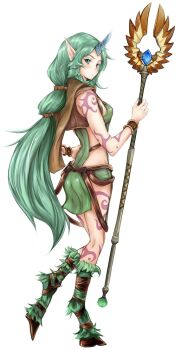 Rule 34 | 1girl, alternate costume, alternate eye color, alternate hair color, blush, body writing, bracelet, cape, dryad soraka, erementa, female focus, green eyes, hooves, horns, jewelry, league of legends, long hair, pointy ears, ponytail, single horn, solo, soraka (league of legends), very long hair, white background