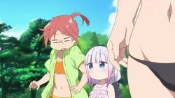 animated anime_screenshot ass ass_focus beach big_breasts bikini breast_focus breasts dragon_girl hetero highres kobayashi-san_chi_no_maidragon lucoa_(maidragon) magatsuchi_shouta multiple_boys multiple_girls shota sound spanish swimsuit tagme video