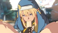 2boys 3d animated blonde_hair blue_eyes bridget_(guilty_gear) erection fellatio fingerless_gloves gloves guilty_gear guilty_gear_strive hair_between_eyes handjob heart heart-shaped_pupils large_penis long_hair looking_at_viewer multiple_boys oral penis penis_grab pov rouge_nine symbol-shaped_pupils trap uncensored video yaoi