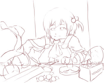 Rule 34 | drawfag, highres, monochrome, parody, recette lemongrass, recettear, scarface, sitting, sketch, tony montana