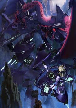 1girl blonde_hair dragon highres kath machine md5_mismatch mecha original robot